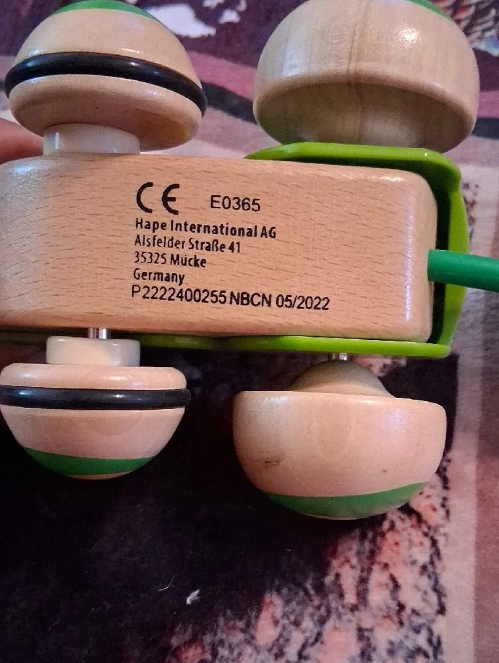 Wooden Pull-Along Frog Train Toy - Green and Gray